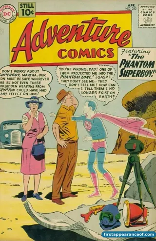 Adventure Comics #283 (1961). Superboy on the cover; General Zod debuts inside as a Phantom Zone prisoner.