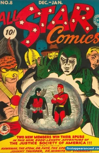 All Star Comics #8 (1941). Wonder Woman debuts inside as the Introducing Wonder Woman backup feature.