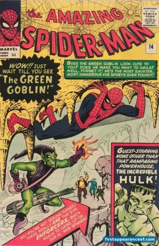 Green Goblin on the cover of Amazing Spider-Man #14 (1964), his first appearance.