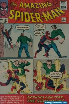 The Amazing Spider-Man #4 (1963). Stan Lee and Steve Ditko. Sandman on the cover, his first appearance and first cover.