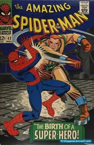 Mary Jane Watson's first full-face appearance on the final page of Amazing Spider-Man #42 (1966).