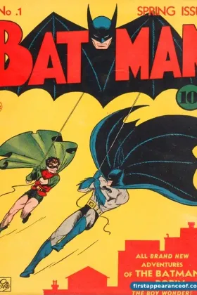 Batman #1 cover (1940). The Joker debuts inside this issue, though the cover features Batman and Robin.
