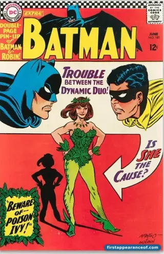 Poison Ivy on the cover of Batman #181 (1966), her first appearance and first cover.