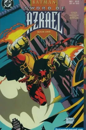 Batman: Sword of Azrael #1 (1992). Joe Quesada cover. Jean-Paul Valley debuts as the Order of Saint Dumas's enforcer.