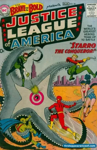 First appearance of Justice League — the cover of The Brave and the Bold #28 (1960).