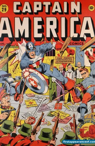 Captain America Comics #3 (1941), Timely Comics. The issue containing Stan Lee's first comic work, the two-page text filler 'Captain America Foils the Traitor's Revenge.'
