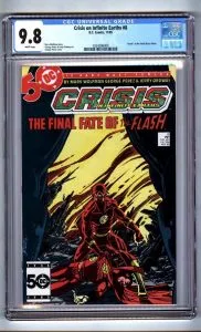 Crisis on Infinite Earths #8 cover, death of Barry Allen