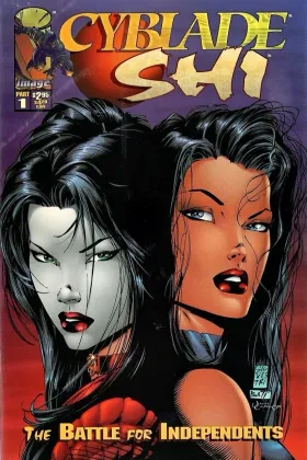 Cyblade / Shi: The Battle for Independents #1 (1995). Witchblade does not appear on the cover; her debut is in the interior pages of the crossover one-shot.