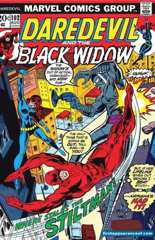 Daredevil #102 (1973), Marvel Comics. Chris Claremont's first professional scripting credit.