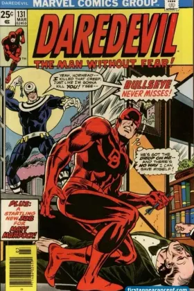 Daredevil #131 (1976). Bullseye debuts. Marv Wolfman writes; John Romita Sr. provides cover art.