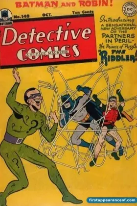 The Riddler on the cover of Detective Comics #140 (1948), his first appearance and first cover.