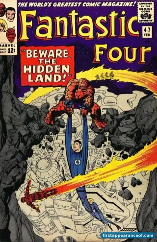 Fantastic Four #47 (1966). Stan Lee and Jack Kirby. Terrigen Mist debuts as part of the Inhumans mythology.