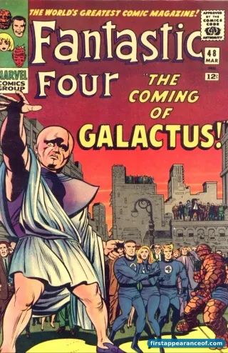 Fantastic Four #48 (1966). Galactus cameo, Silver Surfer debut, on the cover.