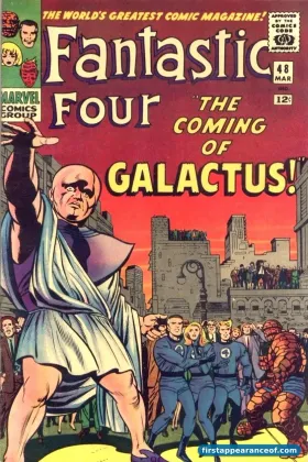 Fantastic Four #48 (1966). Galactus cameo, Silver Surfer debut, on the cover.
