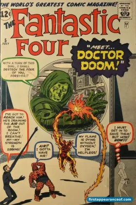 Fantastic Four #5 (1962). Doctor Doom on the cover, his first appearance and first cover.
