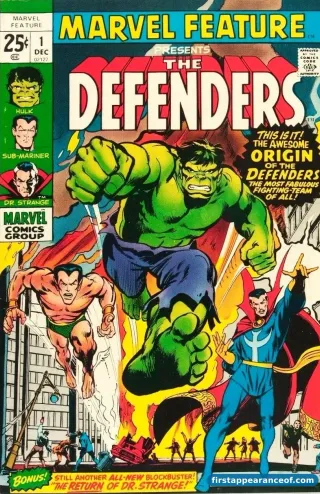 First appearance of Defenders — the cover of Marvel Feature #1 (1971).