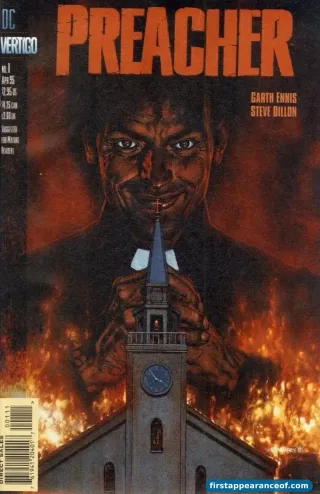 Preacher #1 (1995). Vertigo. Garth Ennis and Steve Dillon's debut. Glenn Fabry cover.