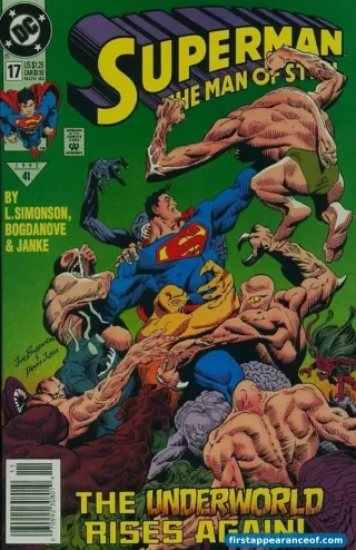 Superman: The Man of Steel #17 (1992). Doomsday's first appearance, a partial cameo through a wall.