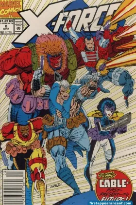 X-Force #8 (1992). Domino debuts (the real Neena Thurman). Note: New Mutants #98 (1991) features a Domino who turns out to be Copycat impersonating her.